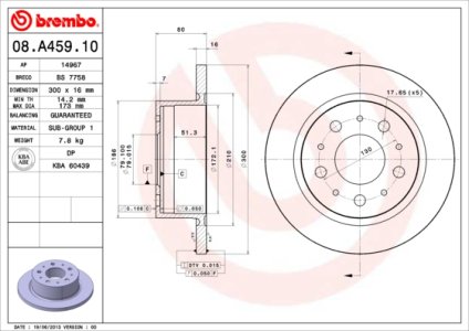 Tarcza hamulcowa BREMBO 08.A459.10 424942