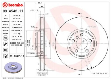 Tarcza hamulcowa BREMBO 09.A542.11 34116756847