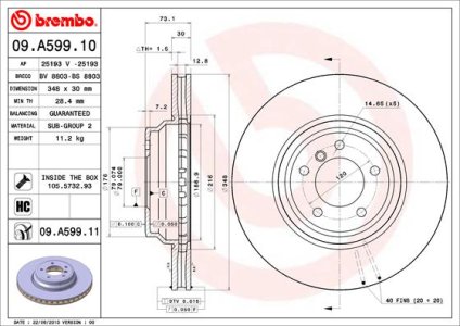 Tarcza hamulcowa BREMBO 09.A599.11 34116770729