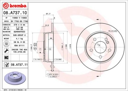 Tarcza hamulcowa BREMBO 08.A737.11 2044230512