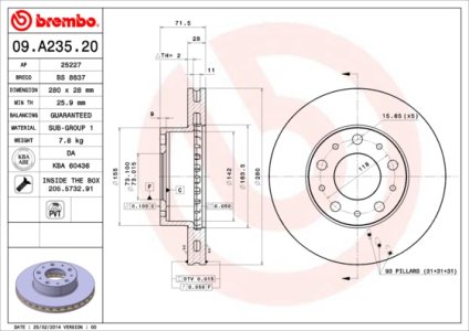 Tarcza hamulcowa BREMBO 09.A235.20 51705749