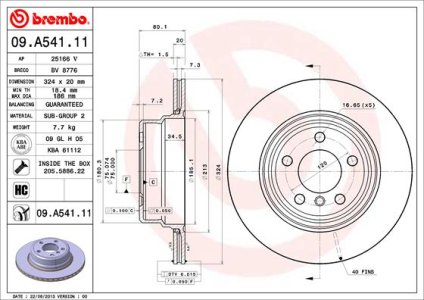 Tarcza hamulcowa BREMBO 09.A541.11 34216756849