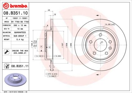 Tarcza hamulcowa BREMBO 08.B351.11 569071