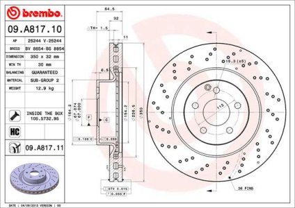 Tarcza hamulcowa BREMBO 09.A817.11 2214210012