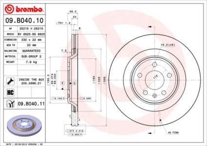 Tarcza hamulcowa BREMBO 09.B040.11 8K0615601C