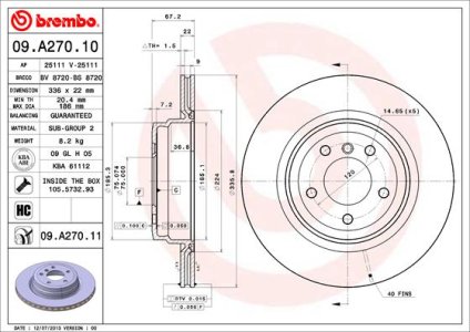 Tarcza hamulcowa BREMBO 09.A270.11 34216764655