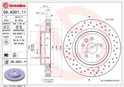 Tarcza hamulcowa BREMBO 09.A301.11 424310W030