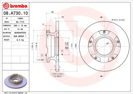 Tarcza hamulcowa BREMBO 08.A730.10 1451161