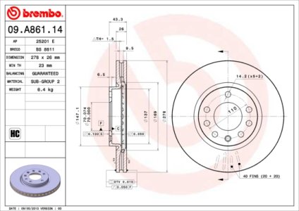 Tarcza hamulcowa BREMBO 09.A861.14 5569026