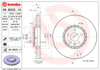 Tarcza hamulcowa BREMBO 09.B025.11 31277342