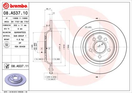 Tarcza hamulcowa BREMBO 08.A537.11 30769059