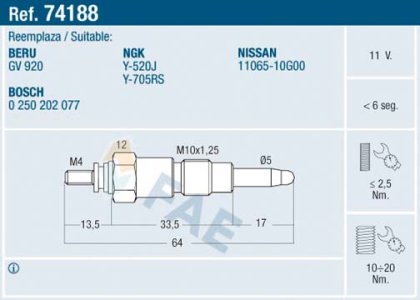 Świeca żarowa FAE 74188 4937