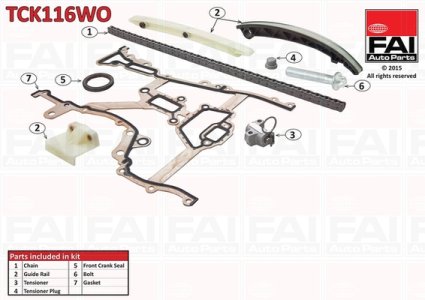 Zestaw łańcucha rozrządu FAI AutoParts TCK116WO 93191272