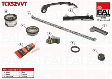 Zestaw łańcucha rozrządu FAI AutoParts TCK32VVT 130284M51A