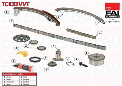 Zestaw łańcucha rozrządu FAI AutoParts TCK33VVT 1350728010