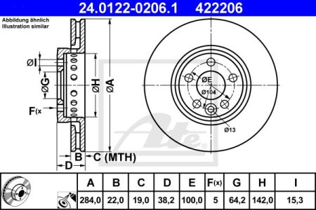 Tarcza hamulcowa ATE 24.0122-0206 GBD90844