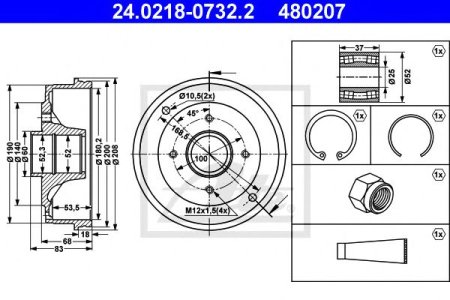 Bęben hamulcowy ATE 24.0218-0732 7700419824