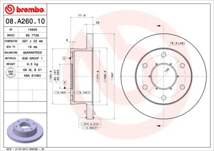 Tarcza hamulcowa BREMBO 08.A260.10 504267884