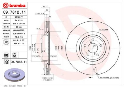 Tarcza hamulcowa BREMBO 09.7812.11 26300FE000