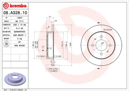 Tarcza hamulcowa BREMBO 08.A328.10 MB857762