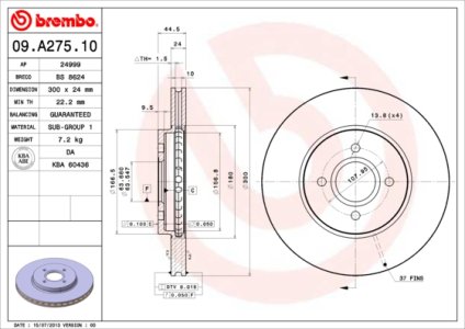 Tarcza hamulcowa BREMBO 09.A275.10 4328921