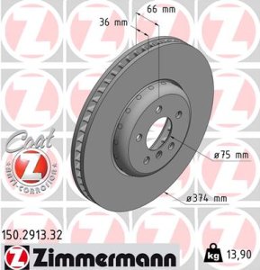 Tarcza hamulcowa ZIMMERMANN 150291332 34116785676 BMW 7 F01,F02, F03,F04  08- PP