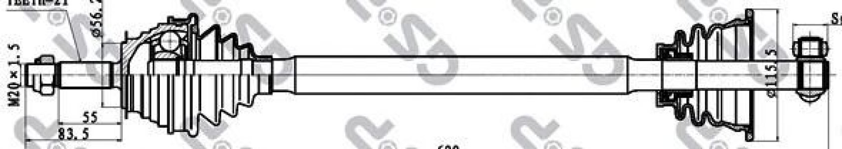 Półoś napędowa GSP 250034 7701352386