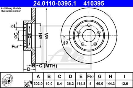 Tarcza hamulcowa ATE 24 0110 0395 1  TYŁ MITSUBISHI ASX 10