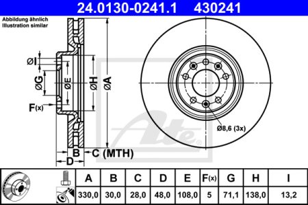 TARCZA HAM.PRZOD PEUGEOT 308 II 13-