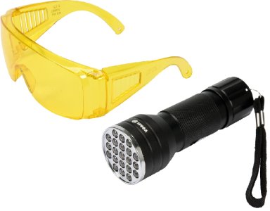 ZESTAW LATARKA UV 21LED I OKULARY
