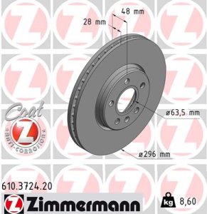 Tarcza hamulcowa ZIMMERMANN 610372420 31423722 VOLVO S90 II  16- przód
