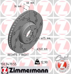 Tarcza hamulcowa ZIMMERMANN 150347955 34116785670 BMW 5 F10  10- PP
