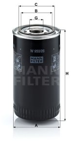 Filtr oleju MANN-FILTER W950/26 W95026