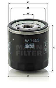 Filtr oleju MANN-FILTER W714/3 W7143
