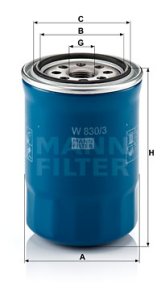 Filtr oleju MANN-FILTER W830/3 W8303