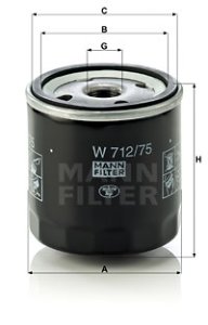 Filtr oleju MANN-FILTER W712/75 W71275