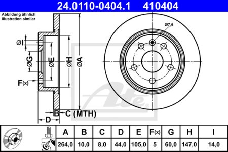 Tarcza hamulcowa ATE 24 0110 0404 1  TYŁ OPEL ASTRA K 15