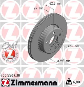 Tarcza hamulcowa ZIMMERMANN 400550730 0004212412 MERCEDES W205 C-KLASA  14- przód
