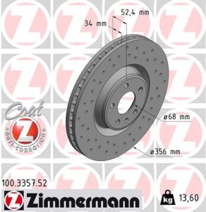 Tarcza hamulcowa ZIMMERMANN 100.3357.52 4G0615301A