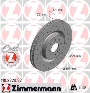 Tarcza hamulcowa ZIMMERMANN 110.2220.52 51813785