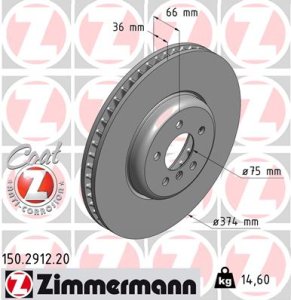 Tarcza hamulcowa ZIMMERMANN 150.2912.20 34116785675