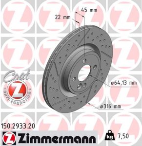 Tarcza hamulcowa ZIMMERMANN 150.2933.20 34116784371