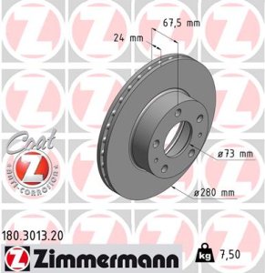 Tarcza hamulcowa ZIMMERMANN 180.3013.20 4246L2