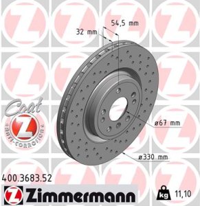 Tarcza hamulcowa ZIMMERMANN 400.3683.52 1664210612