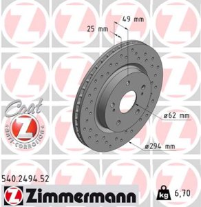 Tarcza hamulcowa ZIMMERMANN 540.2494.52 5521165J00