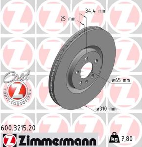 Tarcza hamulcowa ZIMMERMANN 600.3215.20 6R0615301B