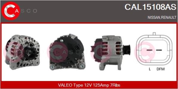 ALTERNATOR 12V 125A CASCO CAL15108AS 