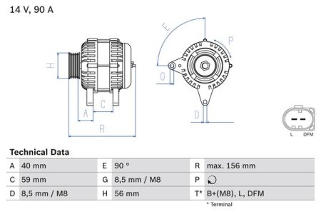 Alternator 12V BOSCH 0986041500 LRB00486