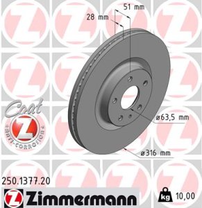 Tarcza hamulcowa ZIMMERMANN 250137720 5202200 FORD MONDEO  14