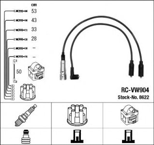 Przewody wysokiego napięcia komplet NGK RC-VW904 RCVW904